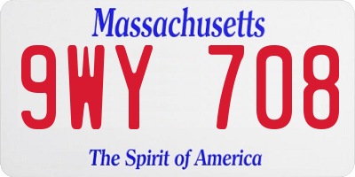 MA license plate 9WY708