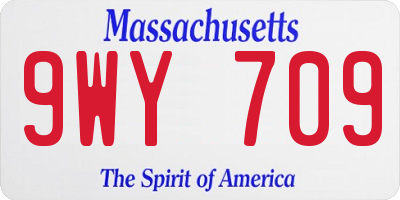 MA license plate 9WY709
