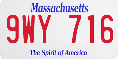 MA license plate 9WY716