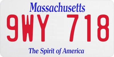 MA license plate 9WY718
