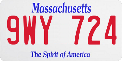 MA license plate 9WY724