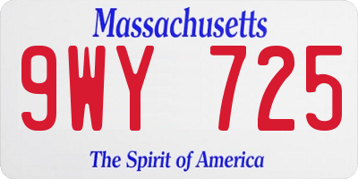 MA license plate 9WY725