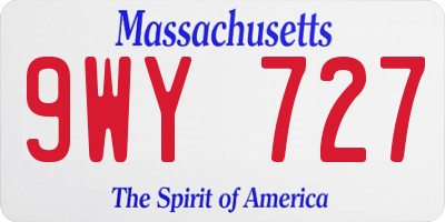 MA license plate 9WY727