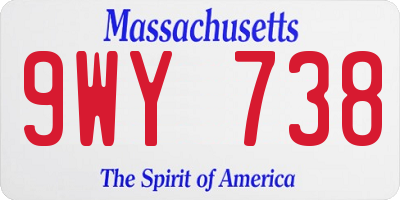 MA license plate 9WY738