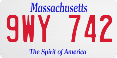 MA license plate 9WY742