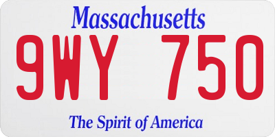 MA license plate 9WY750