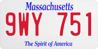 MA license plate 9WY751