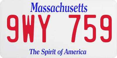 MA license plate 9WY759