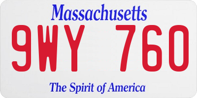 MA license plate 9WY760