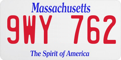 MA license plate 9WY762