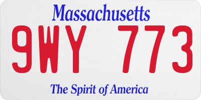 MA license plate 9WY773