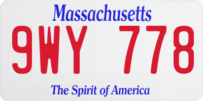 MA license plate 9WY778