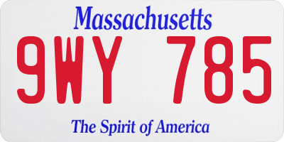 MA license plate 9WY785