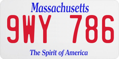 MA license plate 9WY786