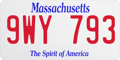 MA license plate 9WY793