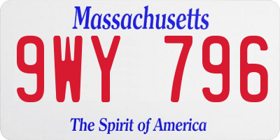 MA license plate 9WY796
