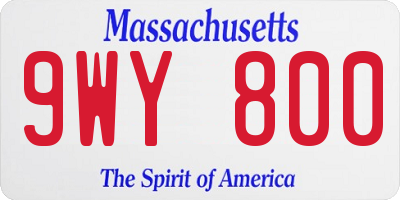 MA license plate 9WY800