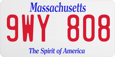 MA license plate 9WY808