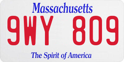 MA license plate 9WY809