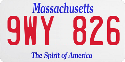 MA license plate 9WY826