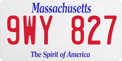 MA license plate 9WY827