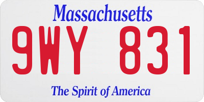 MA license plate 9WY831