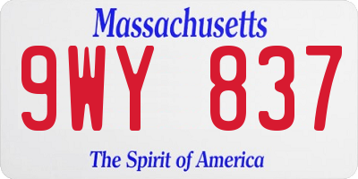 MA license plate 9WY837