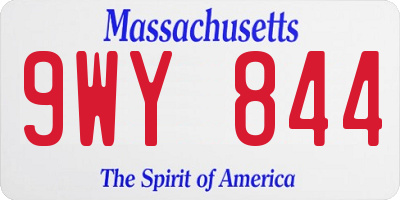 MA license plate 9WY844