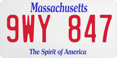 MA license plate 9WY847