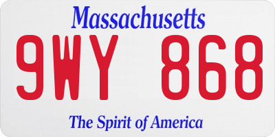 MA license plate 9WY868
