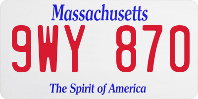 MA license plate 9WY870