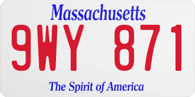 MA license plate 9WY871