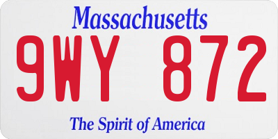 MA license plate 9WY872