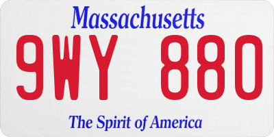 MA license plate 9WY880