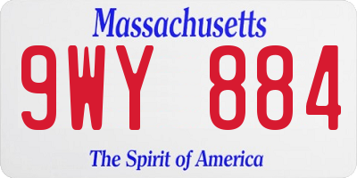 MA license plate 9WY884