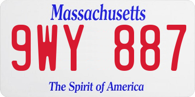 MA license plate 9WY887