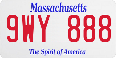MA license plate 9WY888