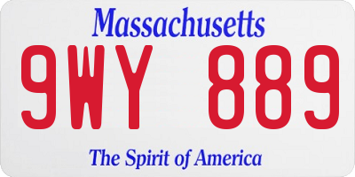 MA license plate 9WY889