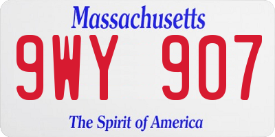 MA license plate 9WY907