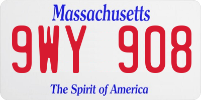MA license plate 9WY908