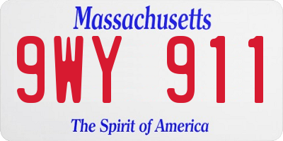 MA license plate 9WY911