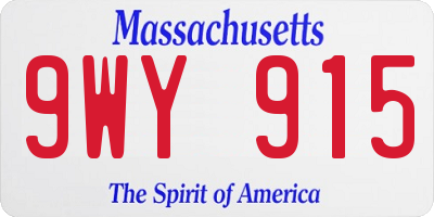 MA license plate 9WY915