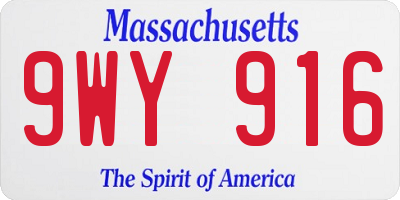 MA license plate 9WY916