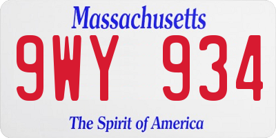 MA license plate 9WY934