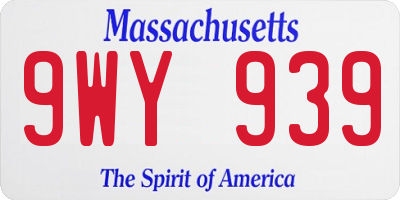 MA license plate 9WY939