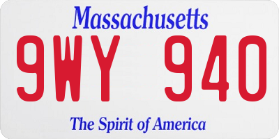 MA license plate 9WY940