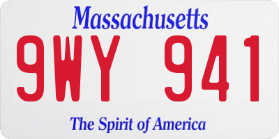 MA license plate 9WY941