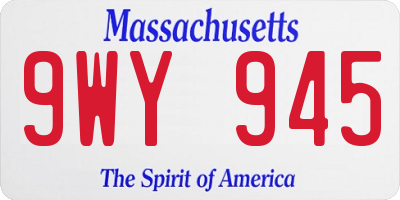 MA license plate 9WY945