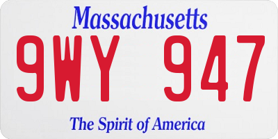 MA license plate 9WY947