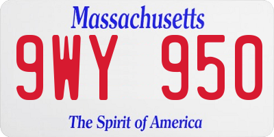 MA license plate 9WY950